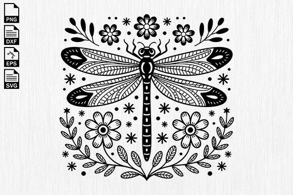 Dragonfly Svg, Floral Dragonfly Svg
