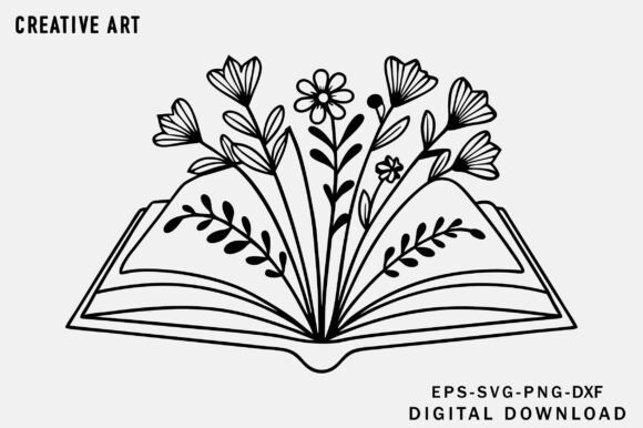 Floral Book SVG, Book with Flowers Svg