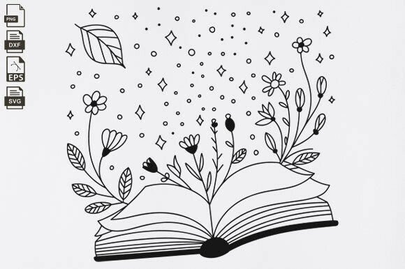 Floral Book SVG, Books with Flowers SVG