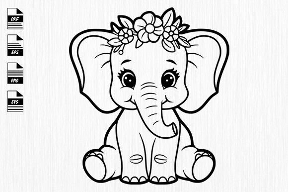 Floral Elephant SVG, Elephant Svg