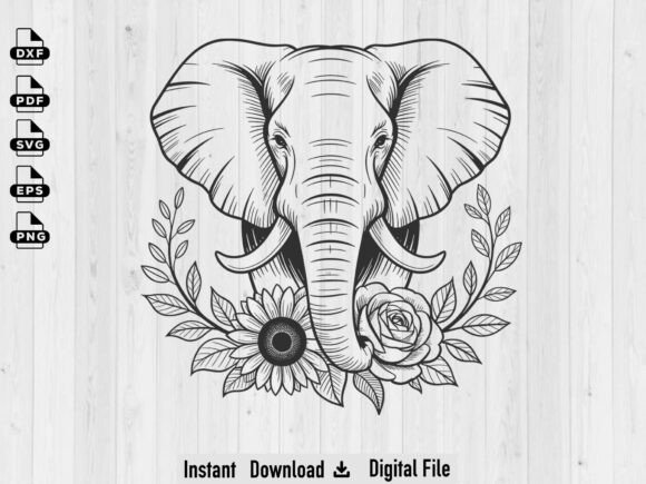Floral Elephant Svg File