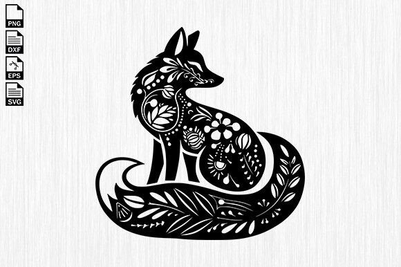 Floral Fox Svg, Fox with Flowers Svg
