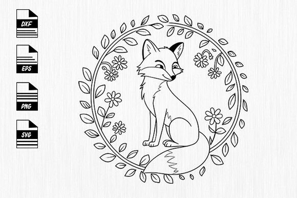 Floral Fox Svg, Simple Fox Svg, Fox Vector