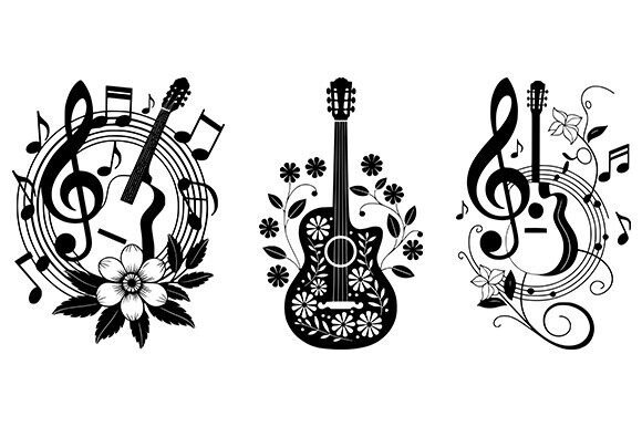 Floral Guitar Svg, Guitar Rock Bundle