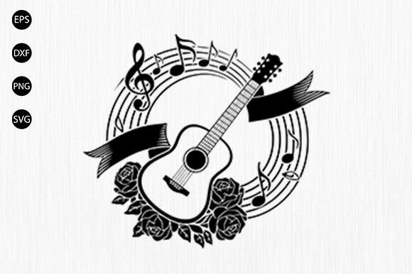 Floral Guitar Svg, Guitar with Flowers