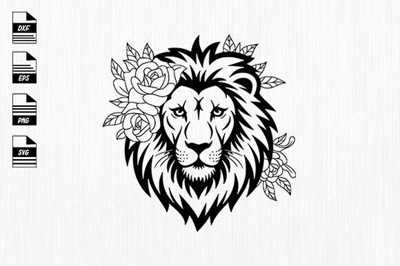 Floral Lion Svg, Lion With Flowers Svg