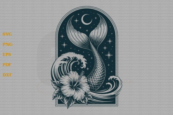Floral Mermaid SVG Mermaid with Flowers