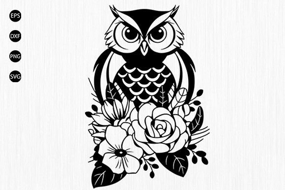 Floral Owl SVG, Owl with Flower Svg