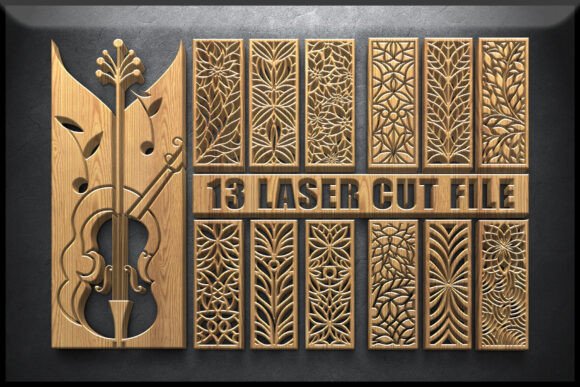 Floral Violin SVG Panels