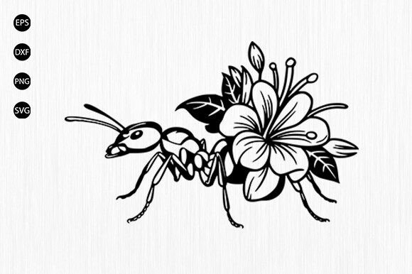 Floral with Ant Svg, Ant Svg, Floral Ant