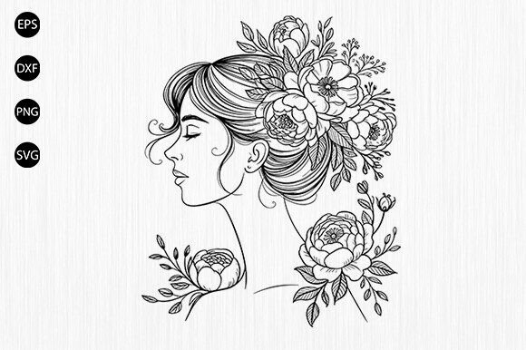 Floral Woman SVG, Woman with Flower Svg