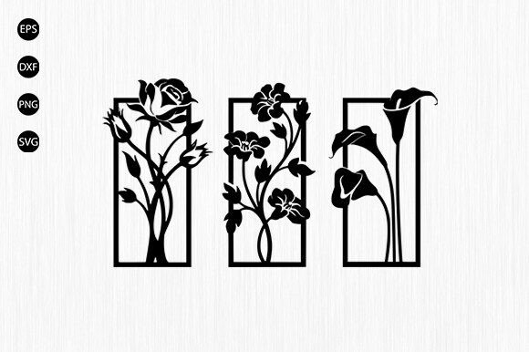 Flowers Wall Art Svg, Floral Panel Svg