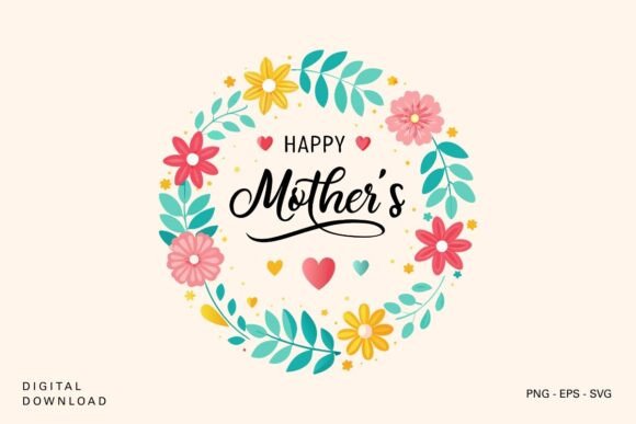 Happy Mother's Day Floral Wreath SVG
