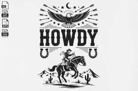Howdy Cowboy Retro Floral Western SVG