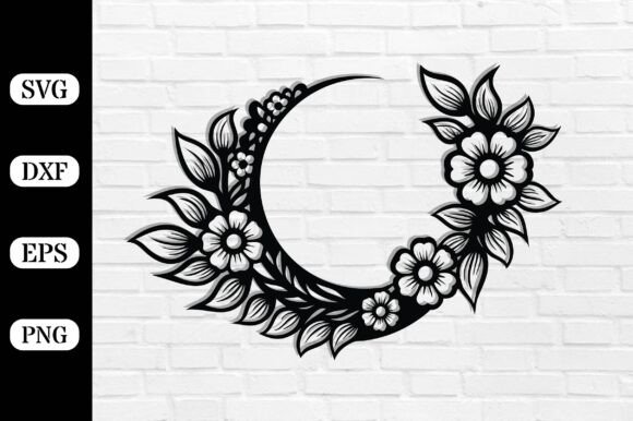 Laser Cut Floral Moon SVG Files