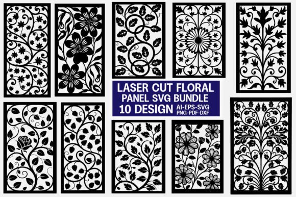 Laser Cut Floral Panel SVG Bundle 4