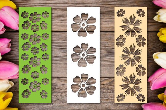 Paper Cut Floral Bookmarks SVG