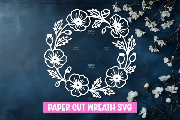 Paper Cut Floral Wreath SVG