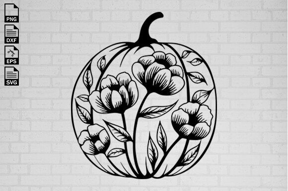 Pumpkin Svg, Floral Pumpkin Svg File