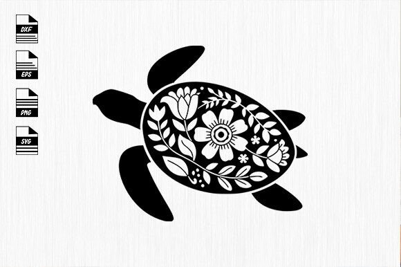 Turtle with Flower Svg: Floral Turtle